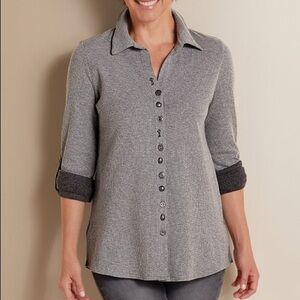 Soft Surroundings grey button‎ Sydney shirt L